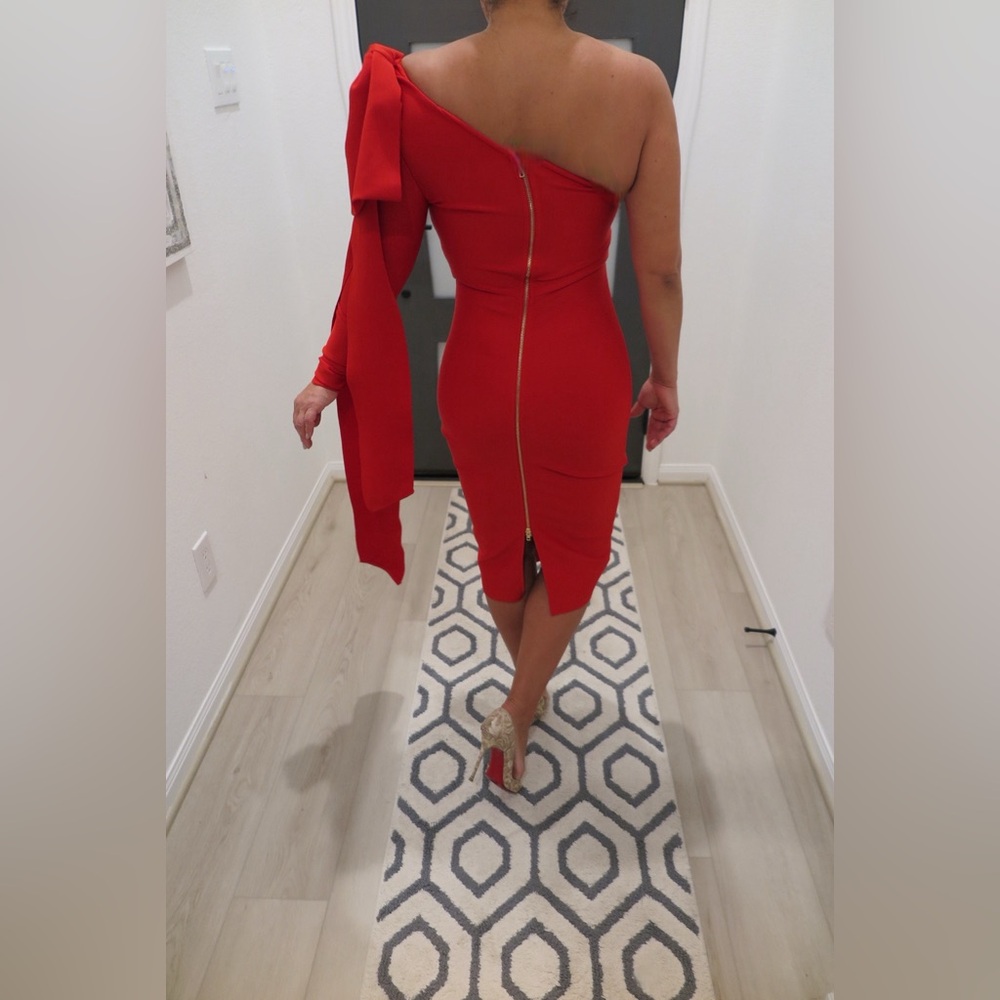 Elegant Red Bow Dress
